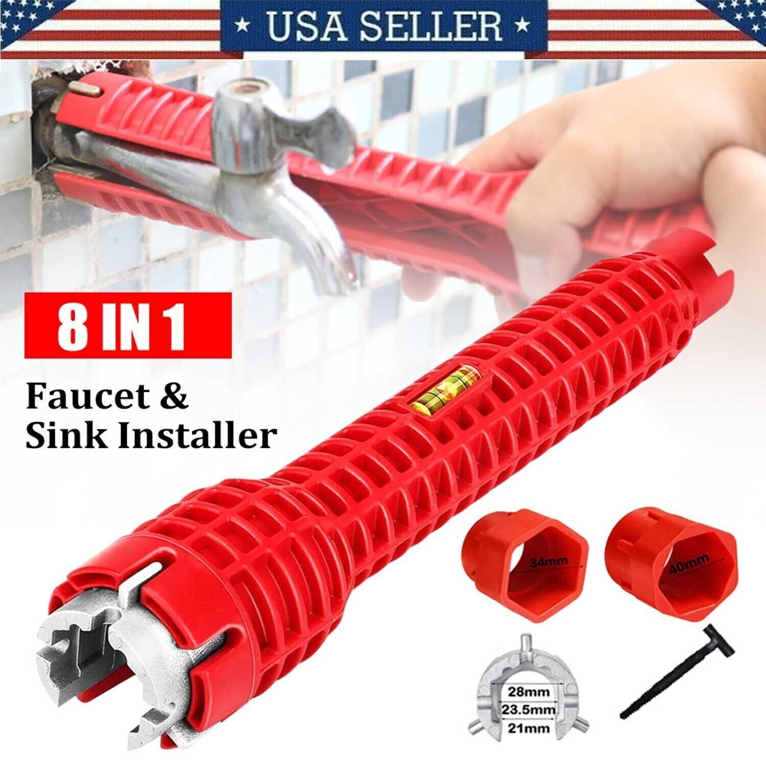 8-in-1 Sink Installer Tool, Adjustable Faucet Wrench for Plumbing Tasks