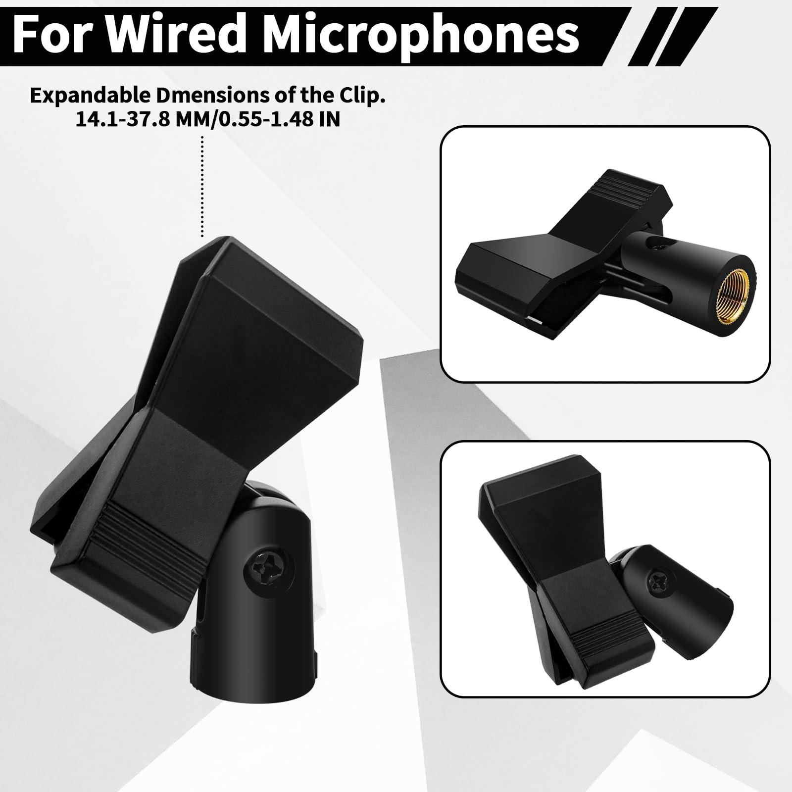4 Pack Universal Adjustable Mic Clips for Stands, Wireless Microphone Holder ...