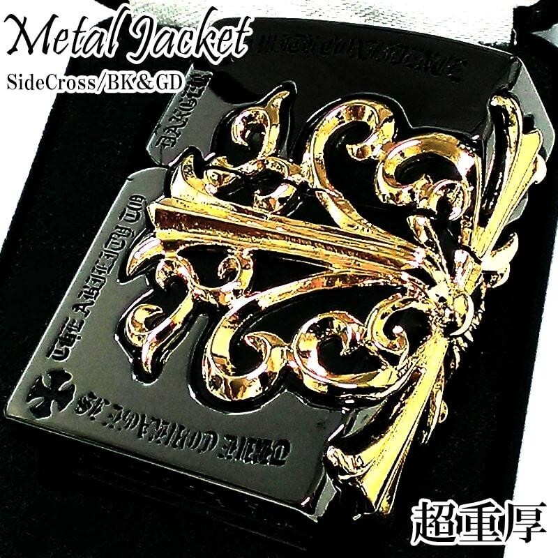 Zippo Heavy Model Cross Cross 3 Sided Metal Black & Gold Regular Lighter Japan