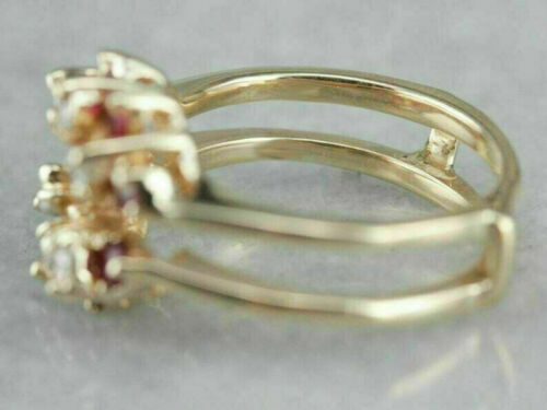 1Ct Lab Created Diamond Ruby Enhancer Wrap Wedding Ring 14k Yellow Gold Finish