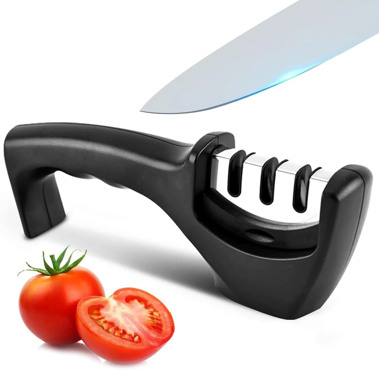 Kitchen Knife Sharpener with 3 Stages, Professional Manual Blade Sharpening Syst