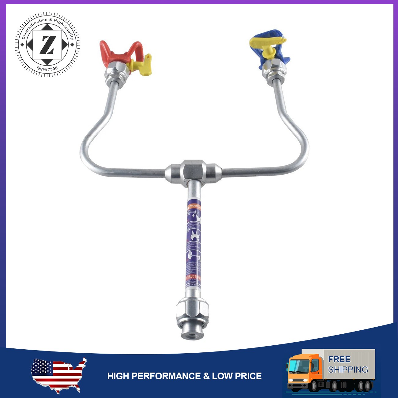 Double Head Airless Paint Sprayer Spray Gun Tip Extension Pole Rod  Tip Guard