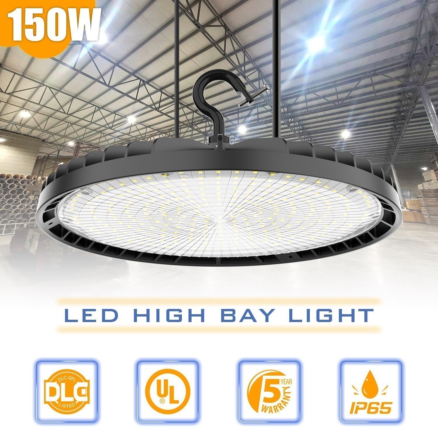 150 Watt UFO LED High Bay Warehouse Industrial Commercial Gym Shop Lamp Dimmable