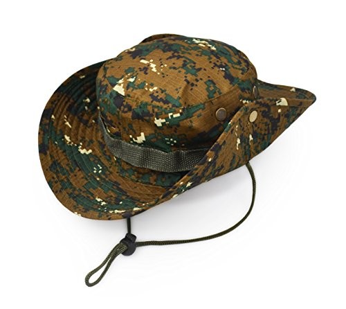 Outdoor Wide Brim Sun Protect Hat, Classic US Combat Medium Dark Green Digital