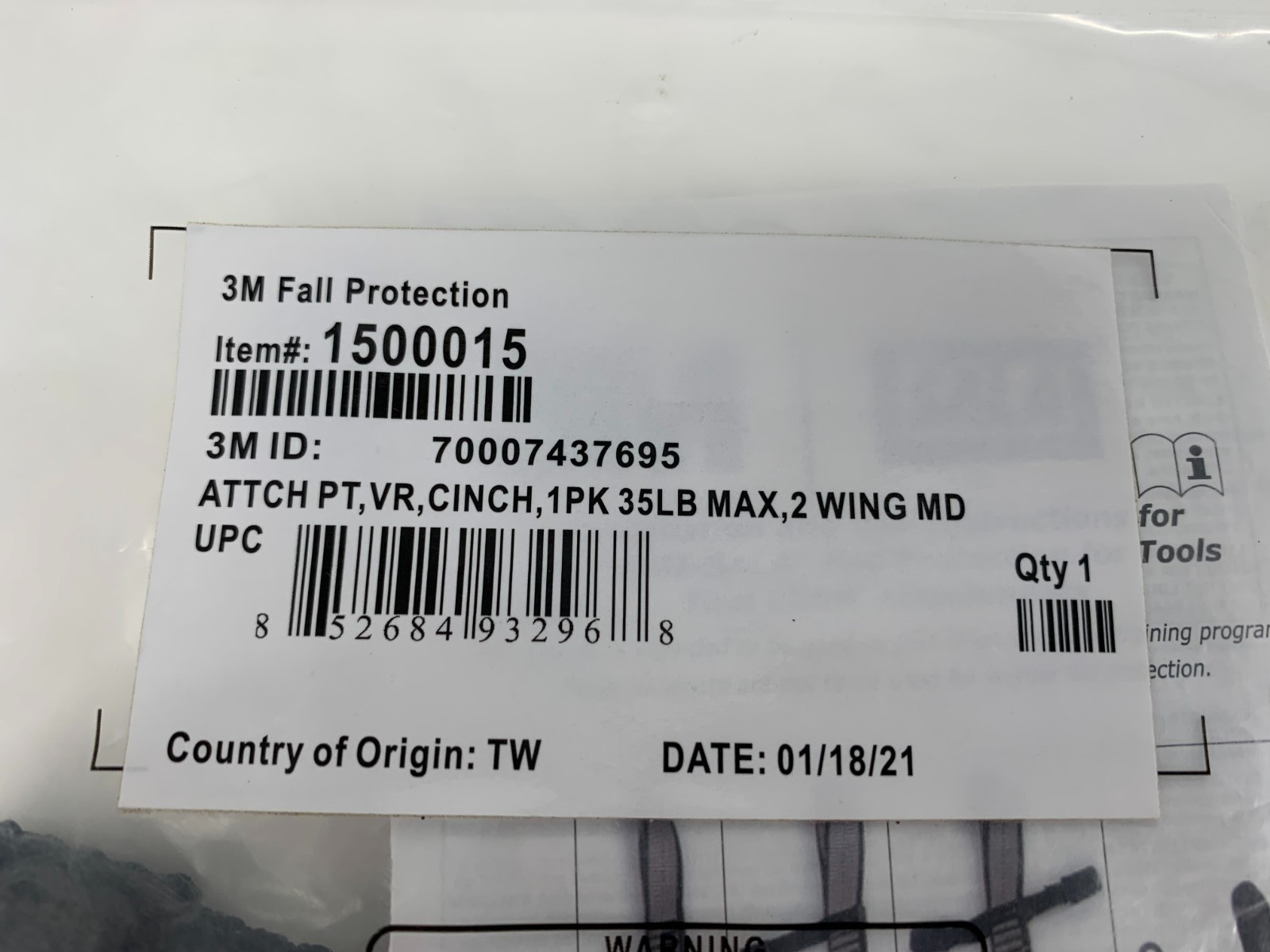 3M Dbi-Sala 1500015 Dual Wing Medium Duty Tool Cinch 1PK 35 LB. Max.
