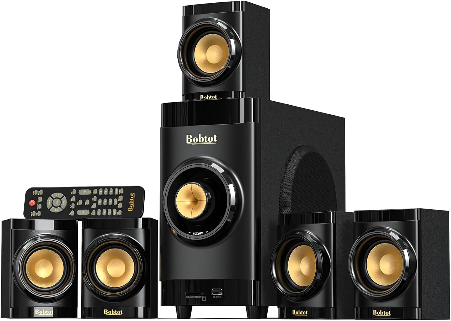 Bobtot 5.1 Surround Sound System 200W Home Theater Stereo System HDMI ARC BT