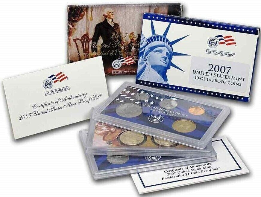 2007-S Proof Set with Presidential Proof Dollars Original Boxes / COA /OGP