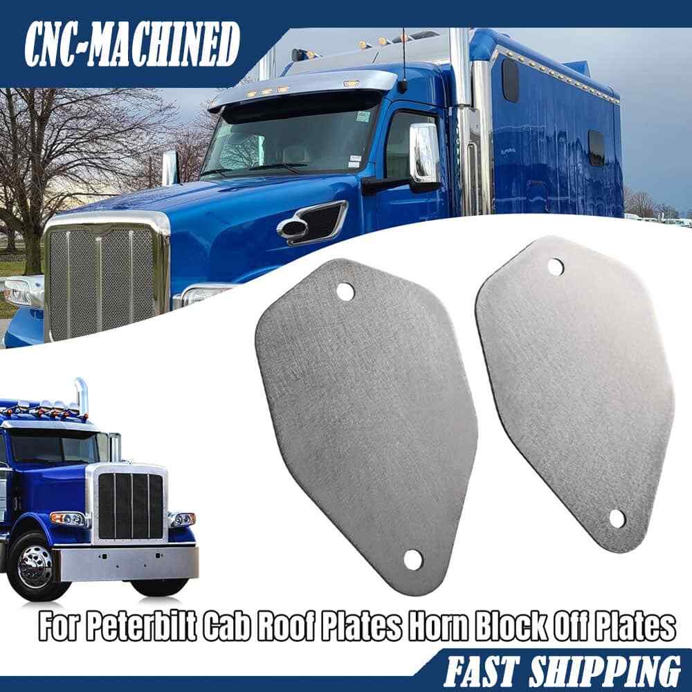 For Peterbilt Roof Plates Horn Kit Block Off Stainless Steel Paintable Set of 2