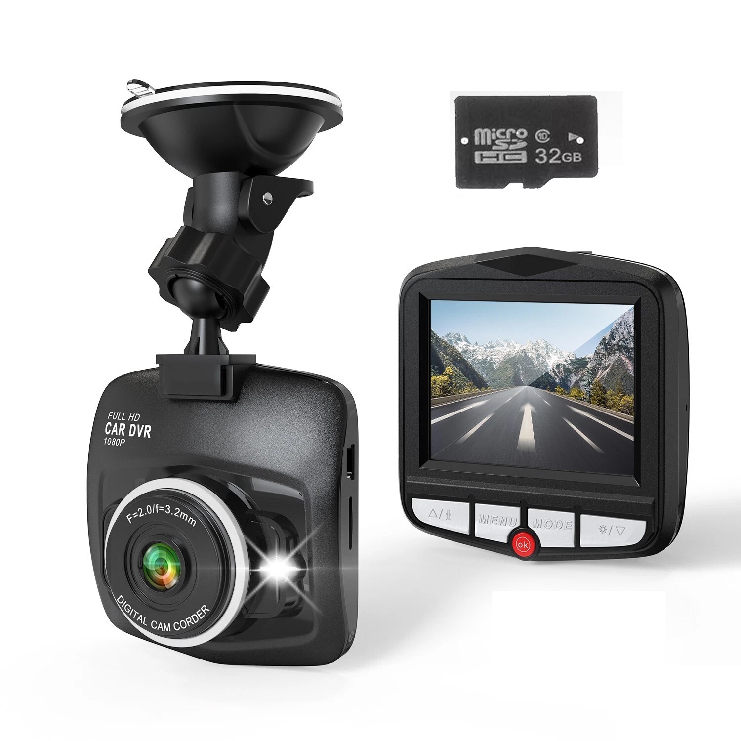 Dash Cam 1080p Car Camera Front Video Recorder Camera G-sensor With 32GB SD Card