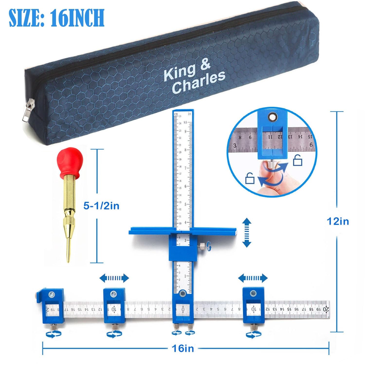 Cabinet Hardware Jig, Cabinet Handle Jig with Automatic Center Punch, Avoid J...