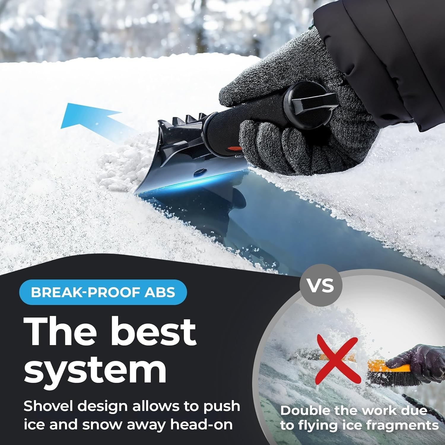 Heavy Duty Car Ice Scraper Snow Remover Windshield Ergonomic Handle