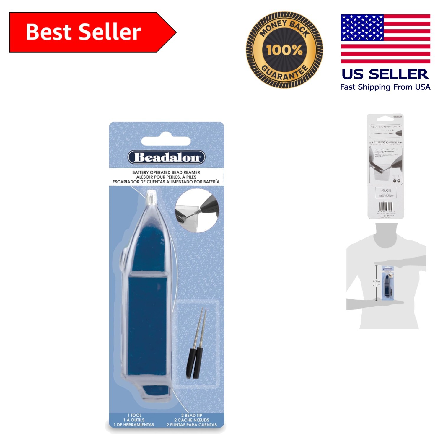 Artistic Battery-Driven Bead Reamer for Jewelry Essentials - Includes 2 Tips