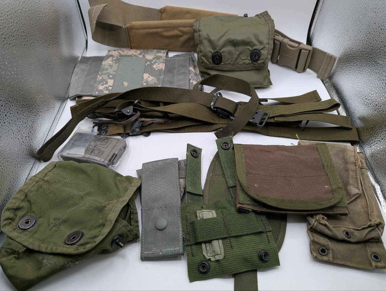 USGI Military Field Gear Lot ALICE MOLLE Pouches Belt Suspenders - MT64