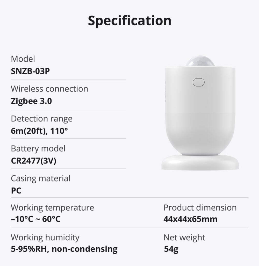 SONOFF Zigbee Motion Sensor (SNZB-03P)