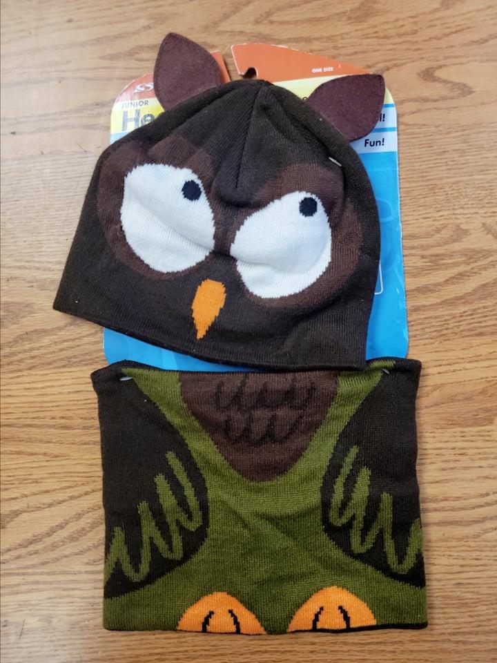 Seirus Innovation Jr Junior Headzo Owl Hat & Neck-Up 3176 Brown FAST SHIP! D61