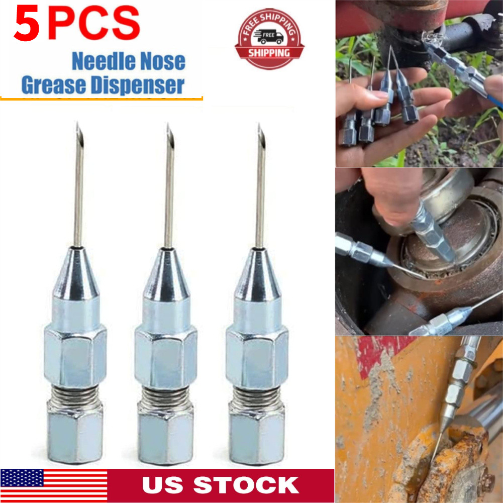 Needle Nose Grease Gun Attachment Dispenser Nozzle Adaptor 8mm Diameter Tool 5PC