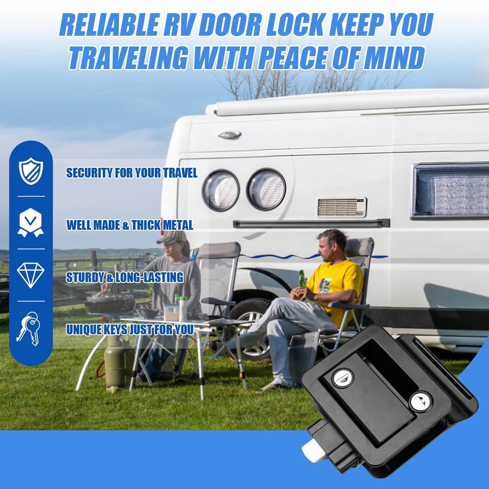 RV Entry Door Lock Replacement Paddle Deadbolt Latch for Trailers and Campers