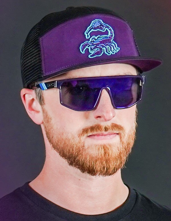 509 Flat Brim Snapback Hat w Ultraviolet Purple Scorpion And 509 Sunglasses, Kit