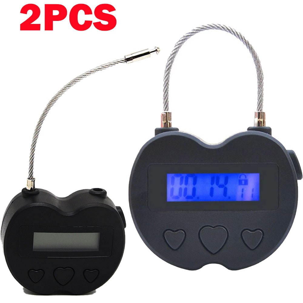 2X Black Time Lock LCD Display Time Locks Multifunction Travel Electronic Timer