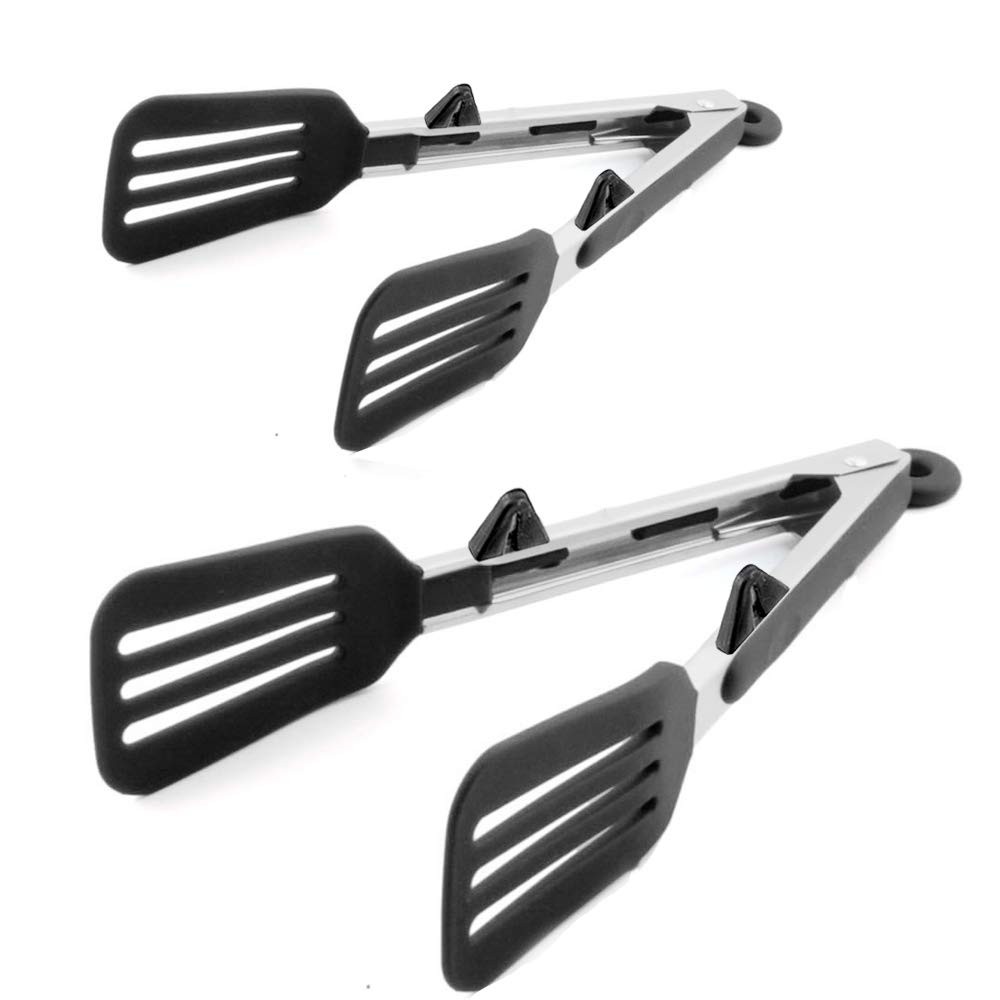 STARUBY Kitchen Tongs 9 inches and 12 inches Fish Spatula Stainless Steel Loc...