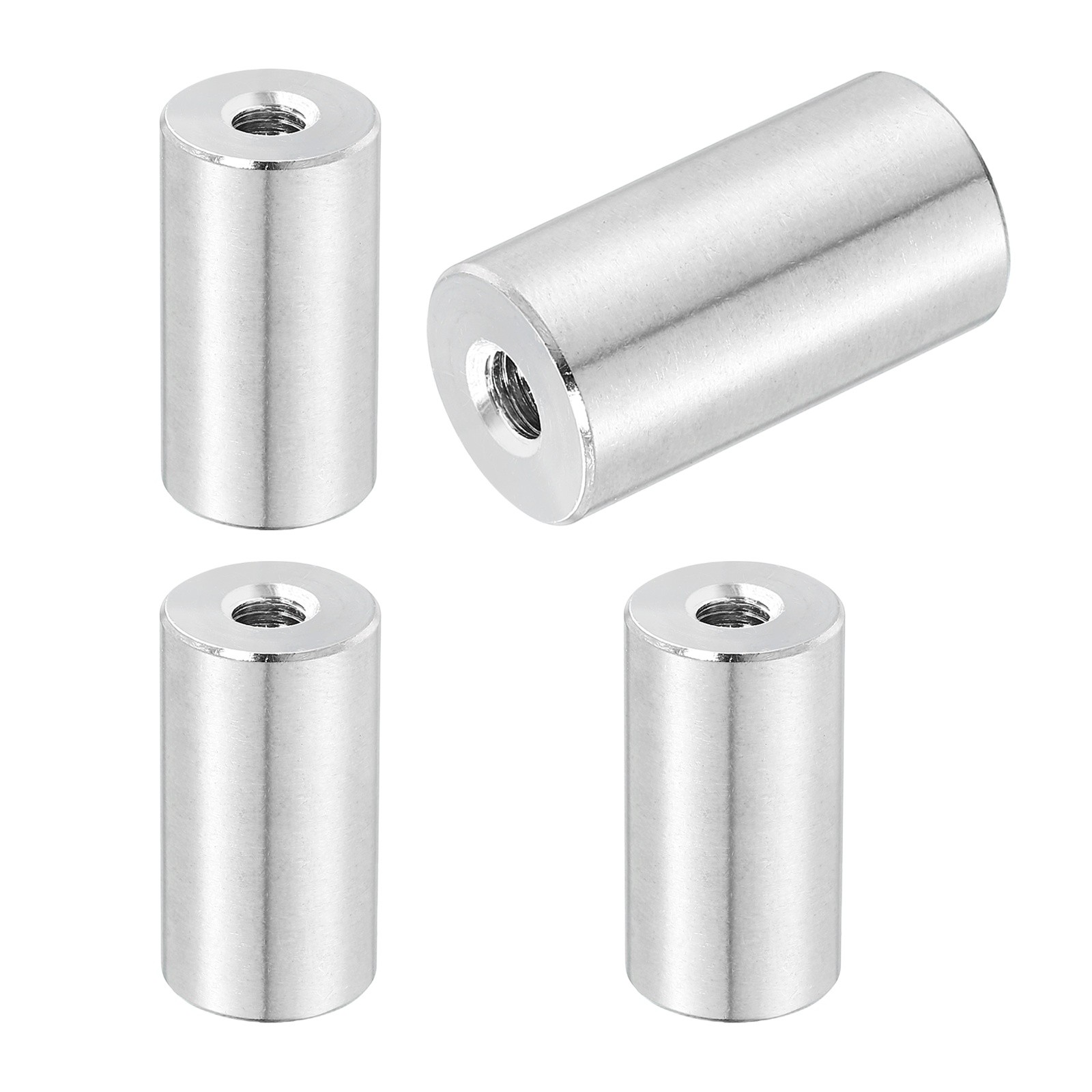 4Pcs 304 Stainless Steel M6x1.0mm Round Coupling Nuts, 0.63x1.18"(ODxH)