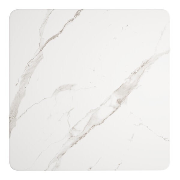 36'' Square Restaurant Table Top with White Marble Laminate Top Finish