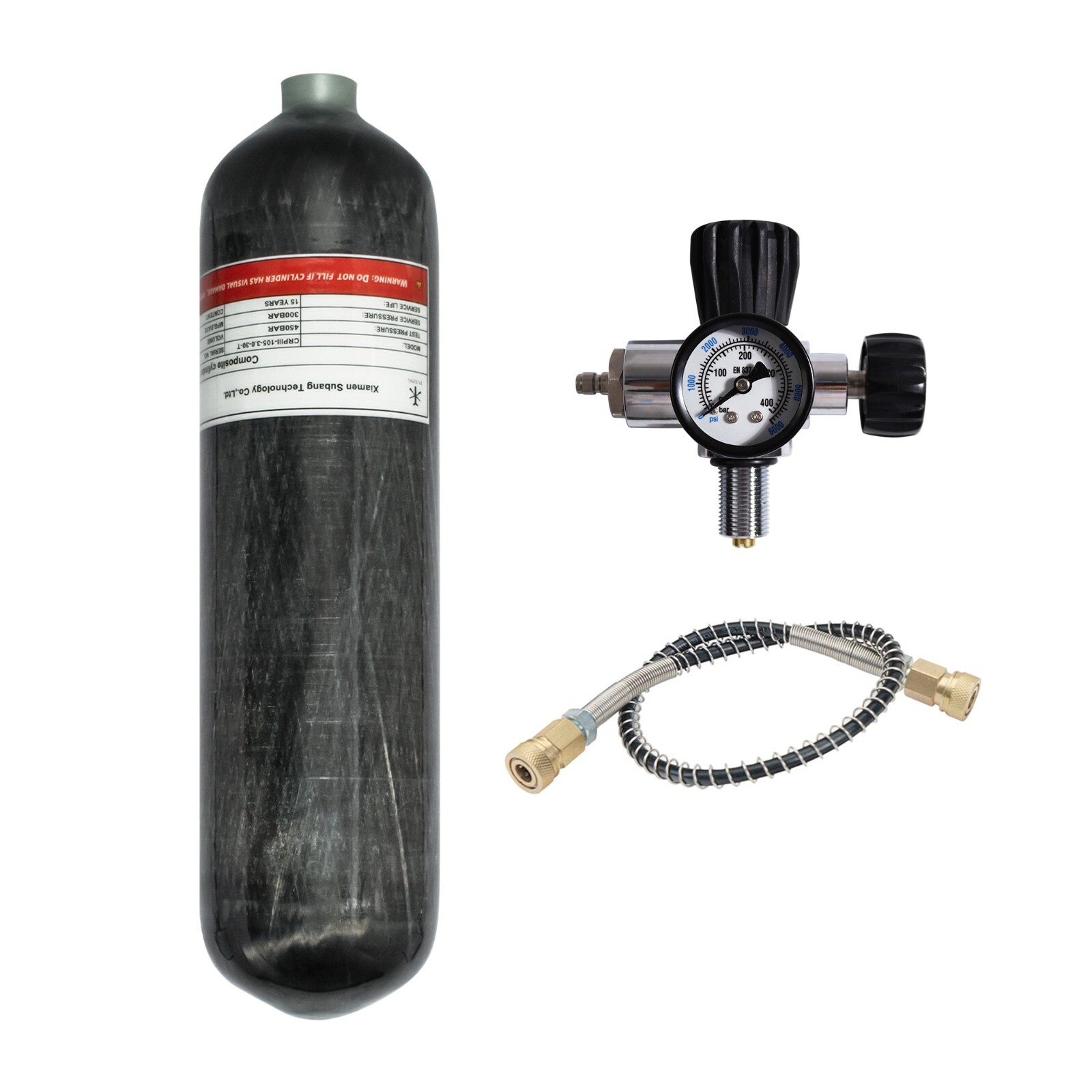 TUXING pcp Air Tank 4500psi/300BAR 3L Carbon Fiber HPA Tank with Filling Station