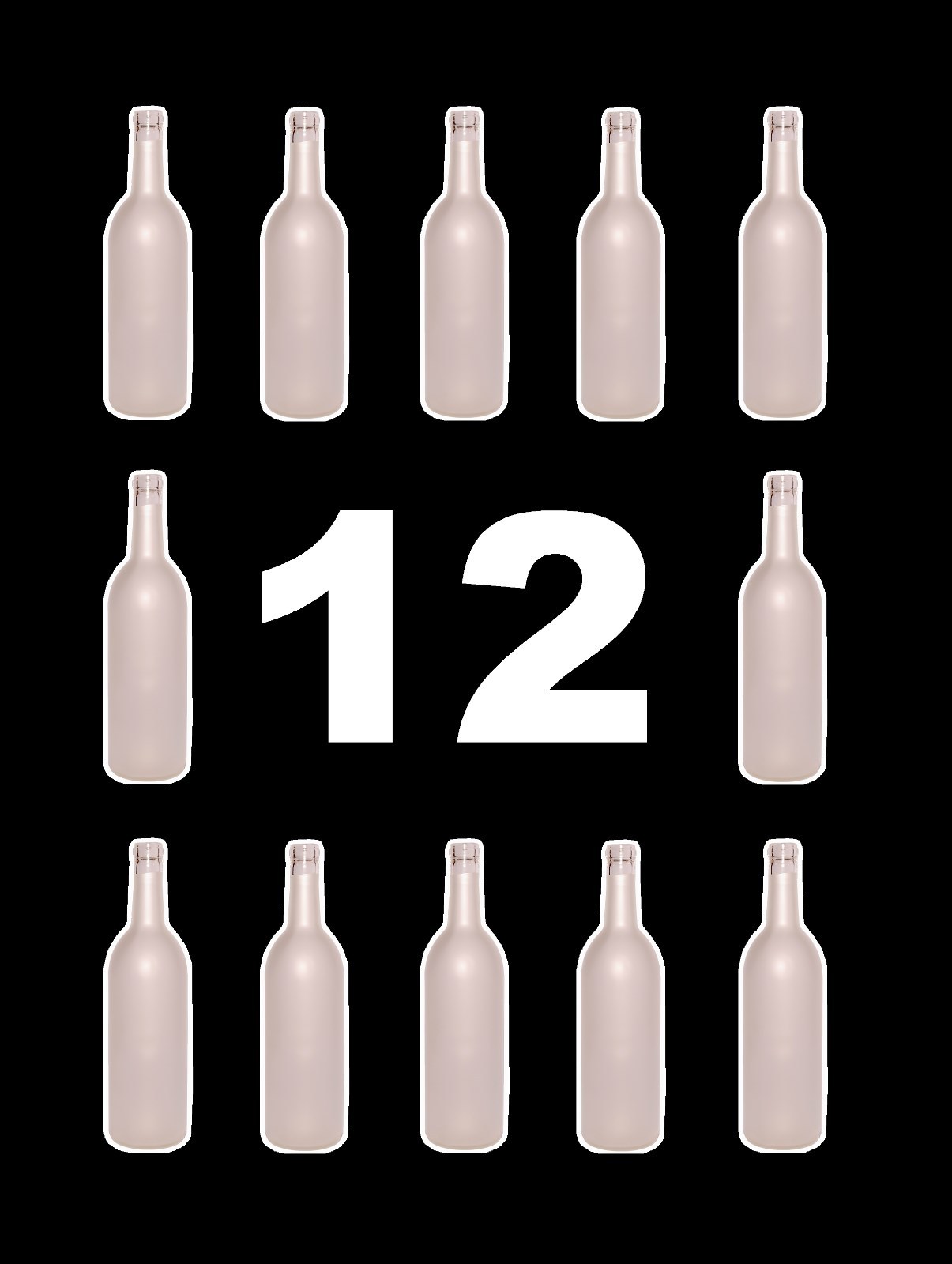WINE BOTTLES 12 WHITE FROST BORDEAUX BRAND NEW CASE OF 12 750ml FROZEN FROSTED