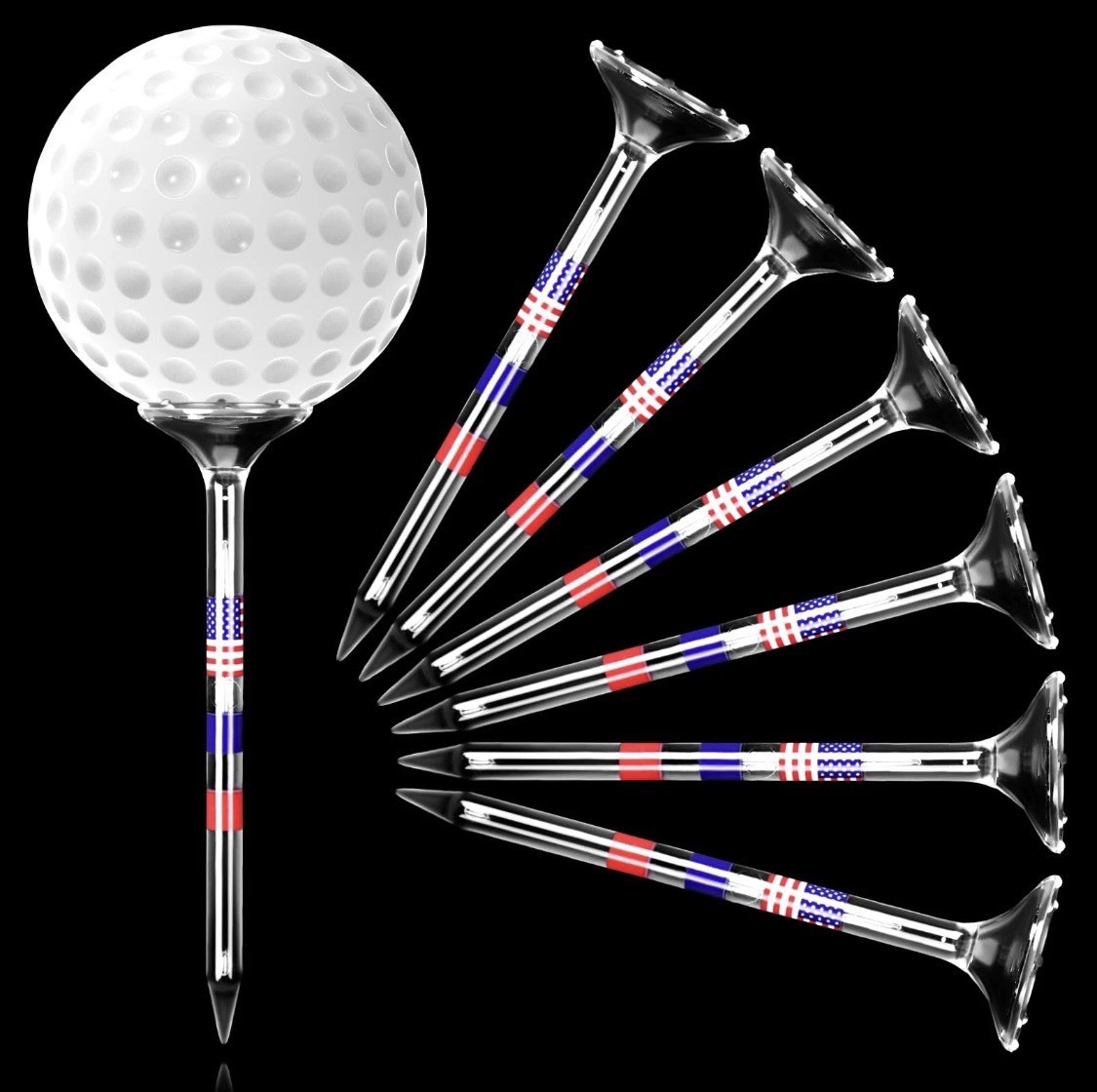 100 Pack Golf Tees 3 1/4'' Plastic Golf Tees Unbreakable American Flag Golf