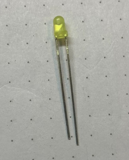 Yellow LED, 2 Volt, Through Hole, 3 mm OD 5.3 mm Tall, Unbranded, 5 Each