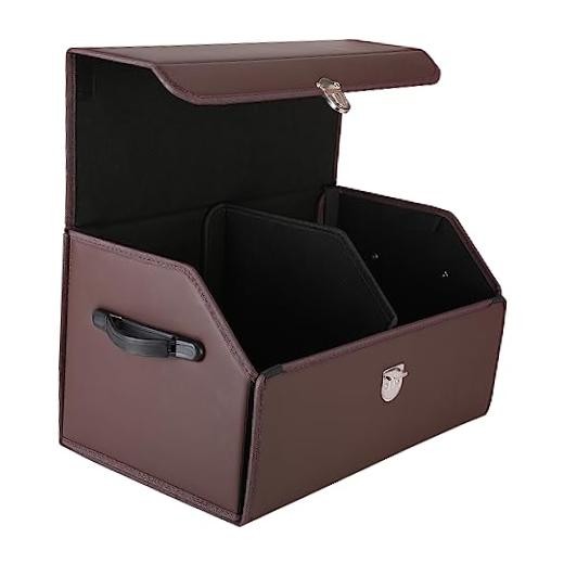 Trunk Organizer for Car, SUV Trunk Organizer Leather Storage, Medium Brown