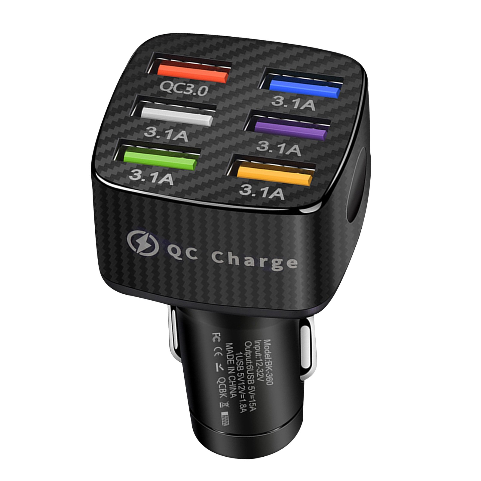 6 USB 15A QC3.0 LED Car Charger Cigarette Lighter Super Fast Charging Adapter g