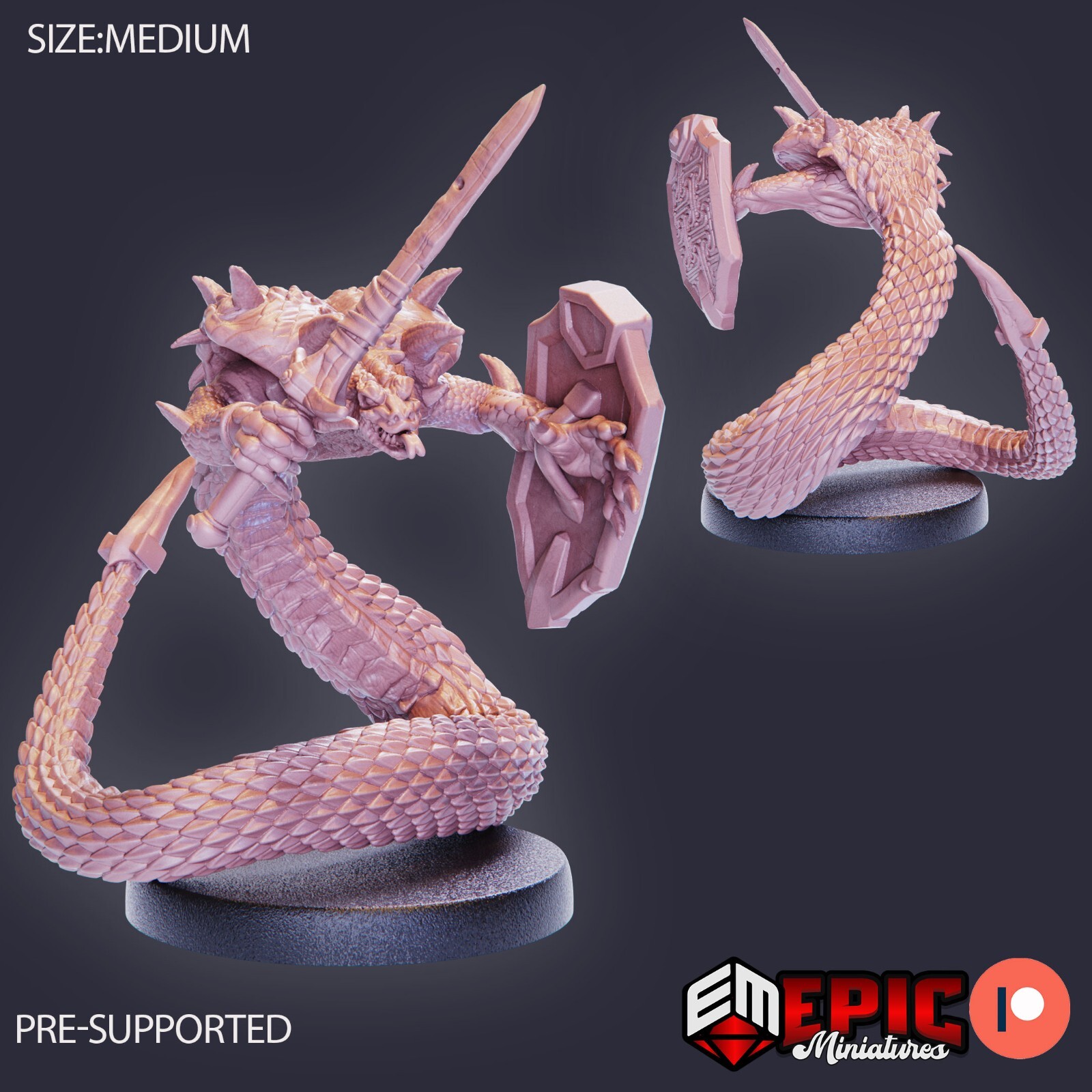Cobra Folk C | Epic Miniatures | RPG D&D Pathfinder Wargaming | 25-28mm