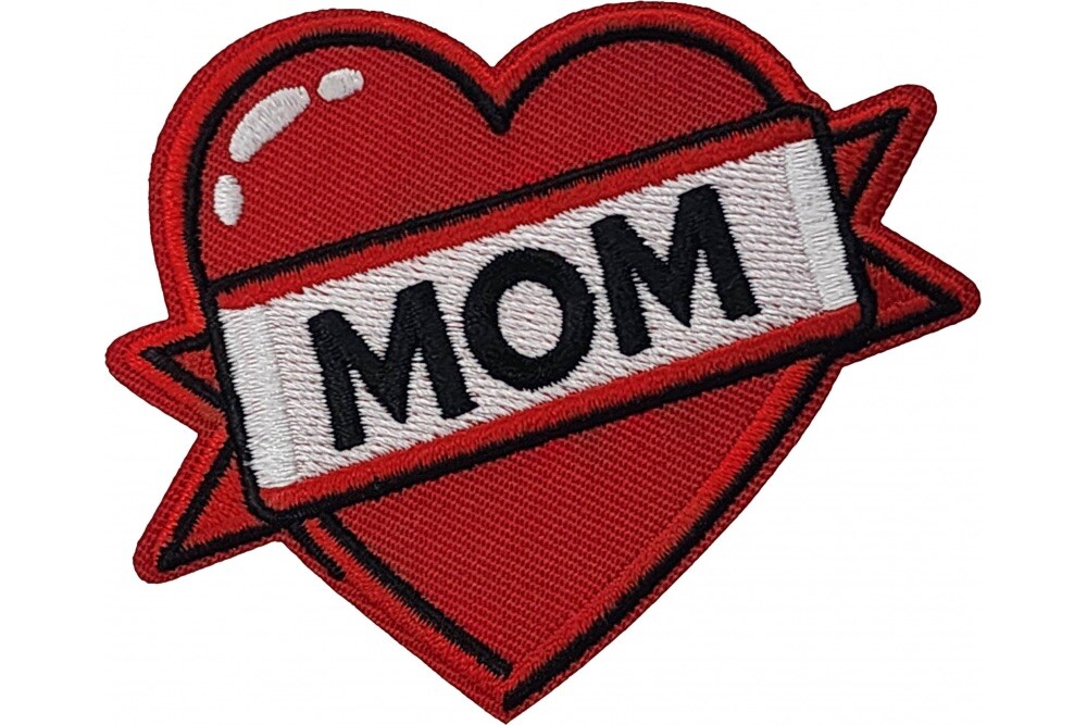 LOVE MOM HEART EMBROIDERED 3 X 3 PATCH **FREE SHIPPING**