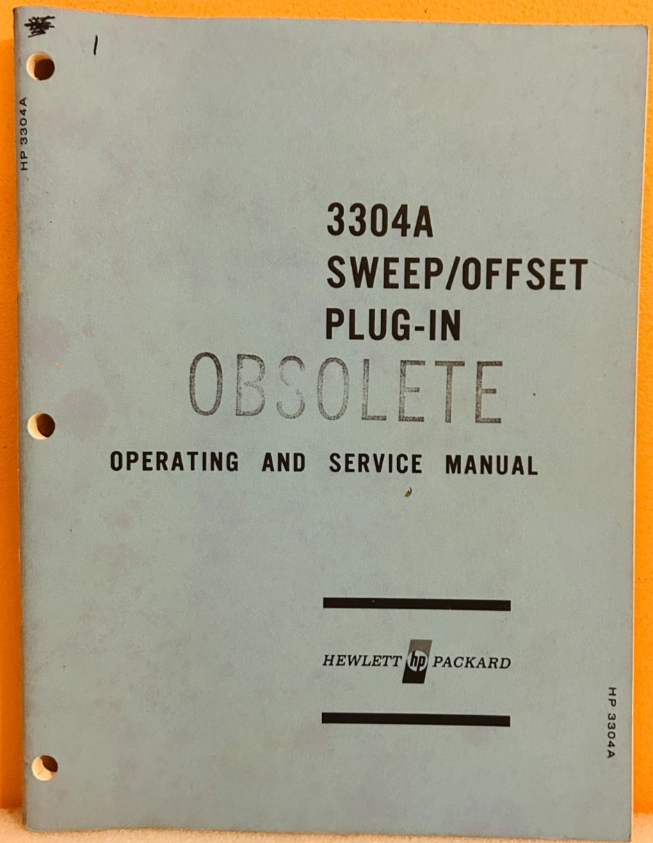 HP 01796-1 1967 Model 3304A Sweep/Offset Plug-In Operating & Service Manual.