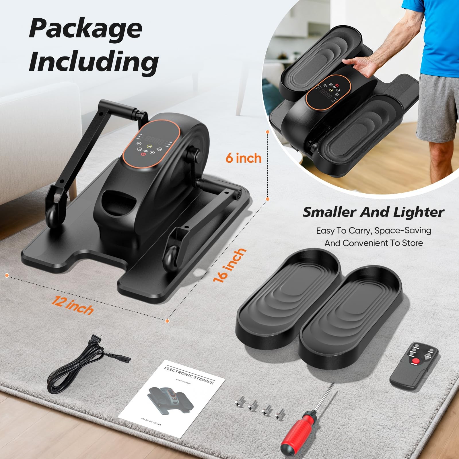 Under Desk Elliptical Machine Motorized Leg Exerciser Adjustable Speed Home Gym