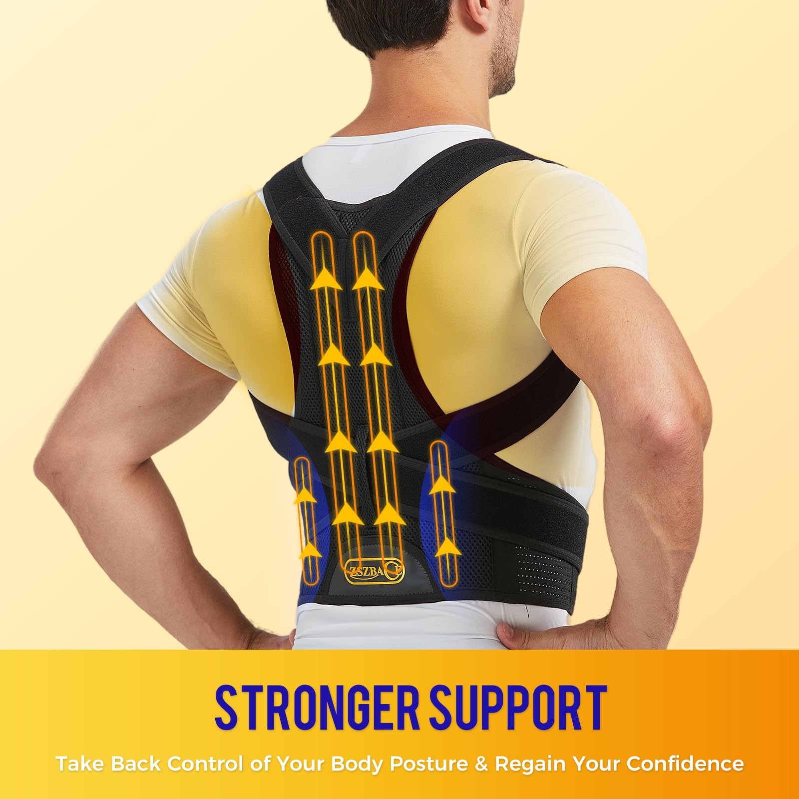 Back Brace and Posture Corrector for Men and Adjustable Back Straightener Pos...