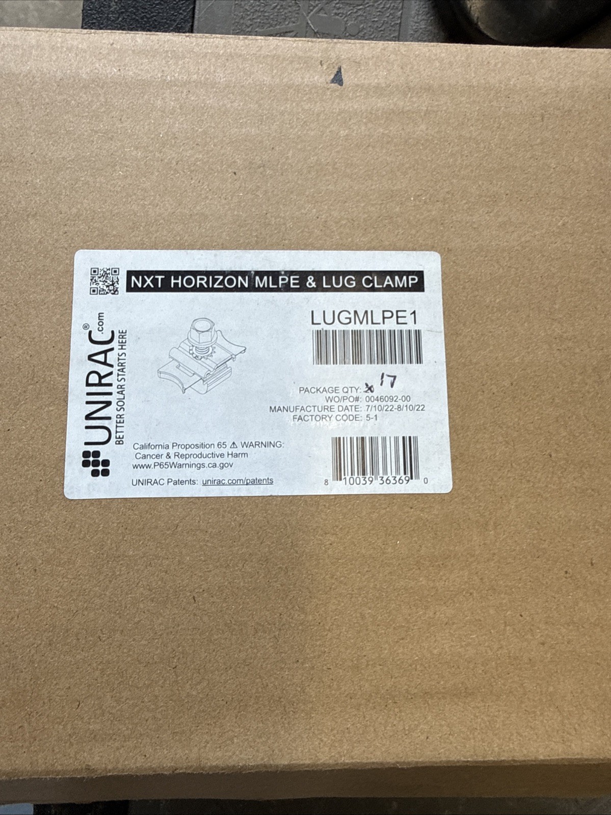 Unirac LUGMLPE1 NXT Horizon MLPE & Lug Clamps – Lot of 17 Open Box