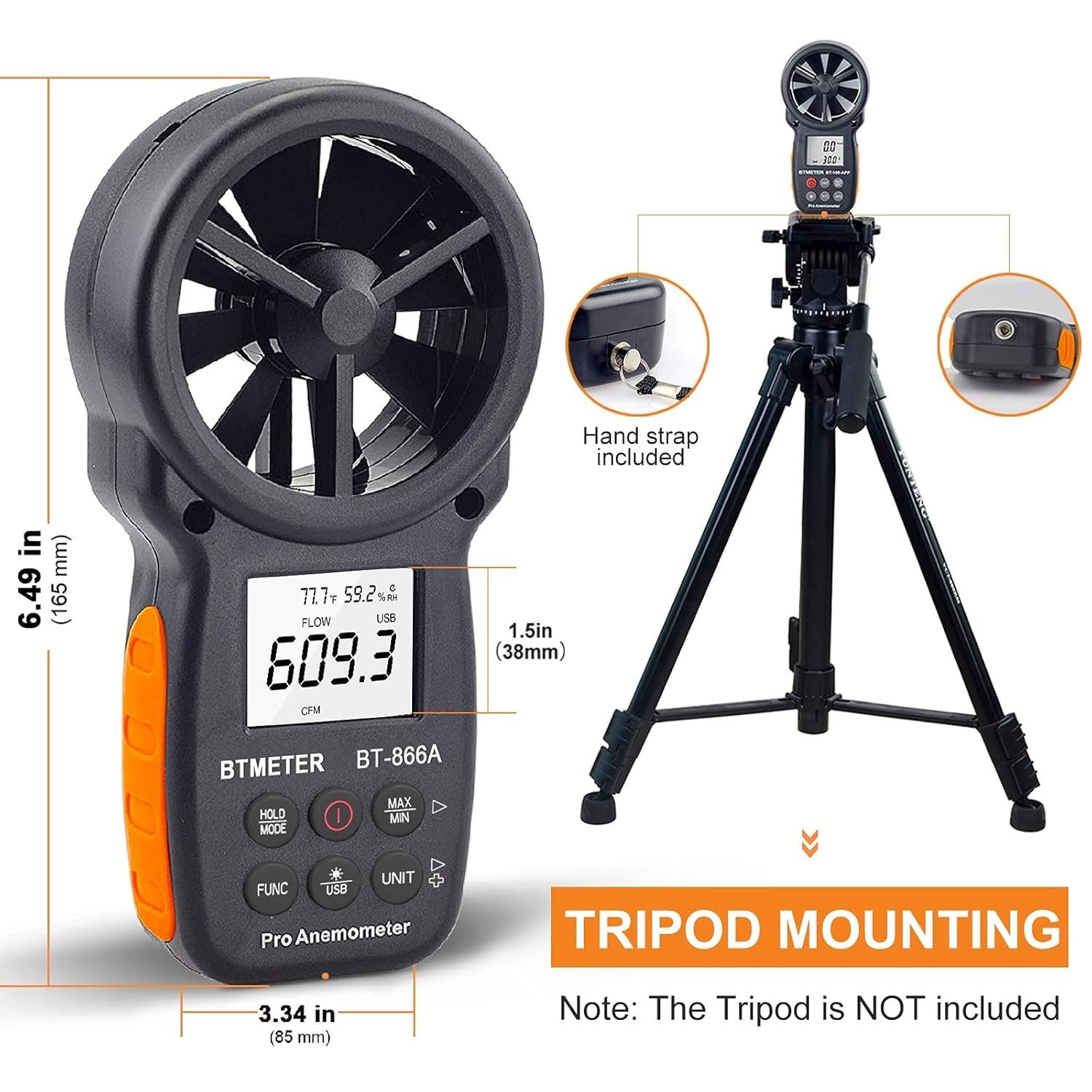 Pro Handheld HVAC Anemometer CFM Air Flow Wind Speed Meter USB Data Logging