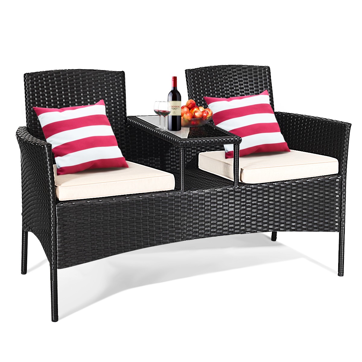 Topbuy Outdoor Rattan Furniture Wicker Patio Conversation Chair