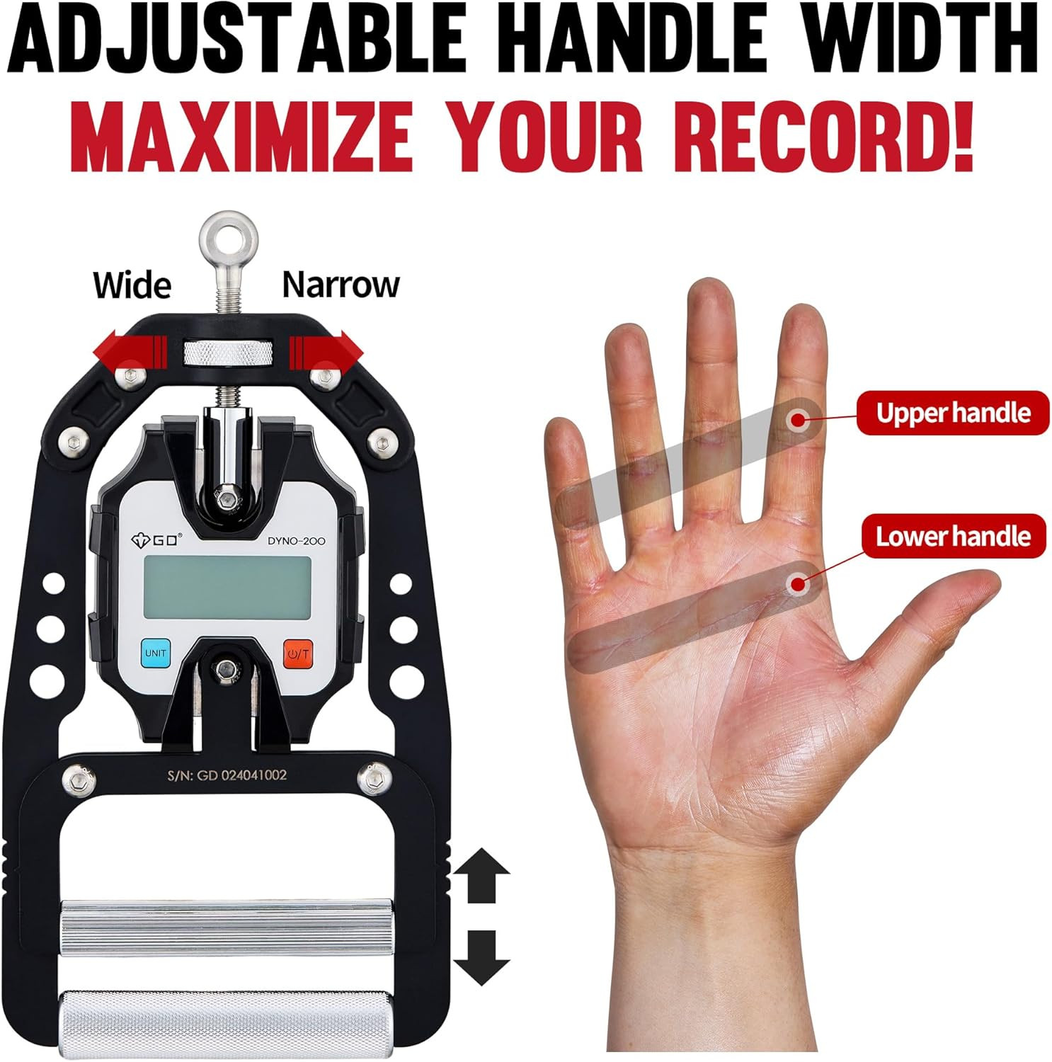 (NEW) DYNO-200 Digital Hand Dynamometer Grip Strength Measurement Electronic Ha