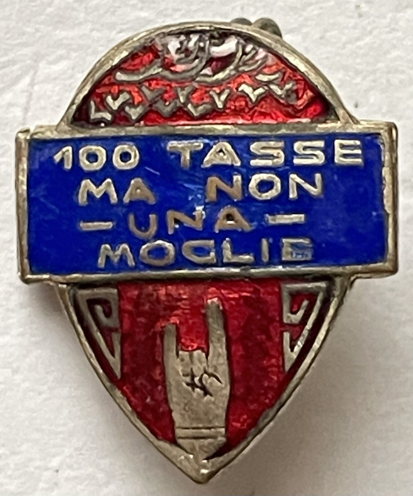 100 TAXES BUT NOT A WIFE Goliardy Fascism Celibacy Tax Badge GUF