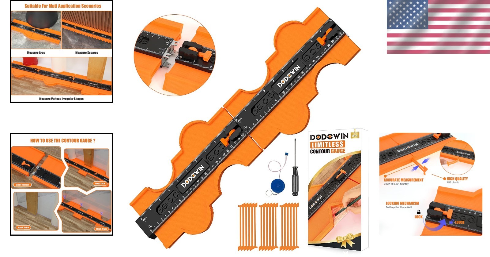 Large 20" Contour Gauge with Lock - Precise Profile Duplicator for Flooring