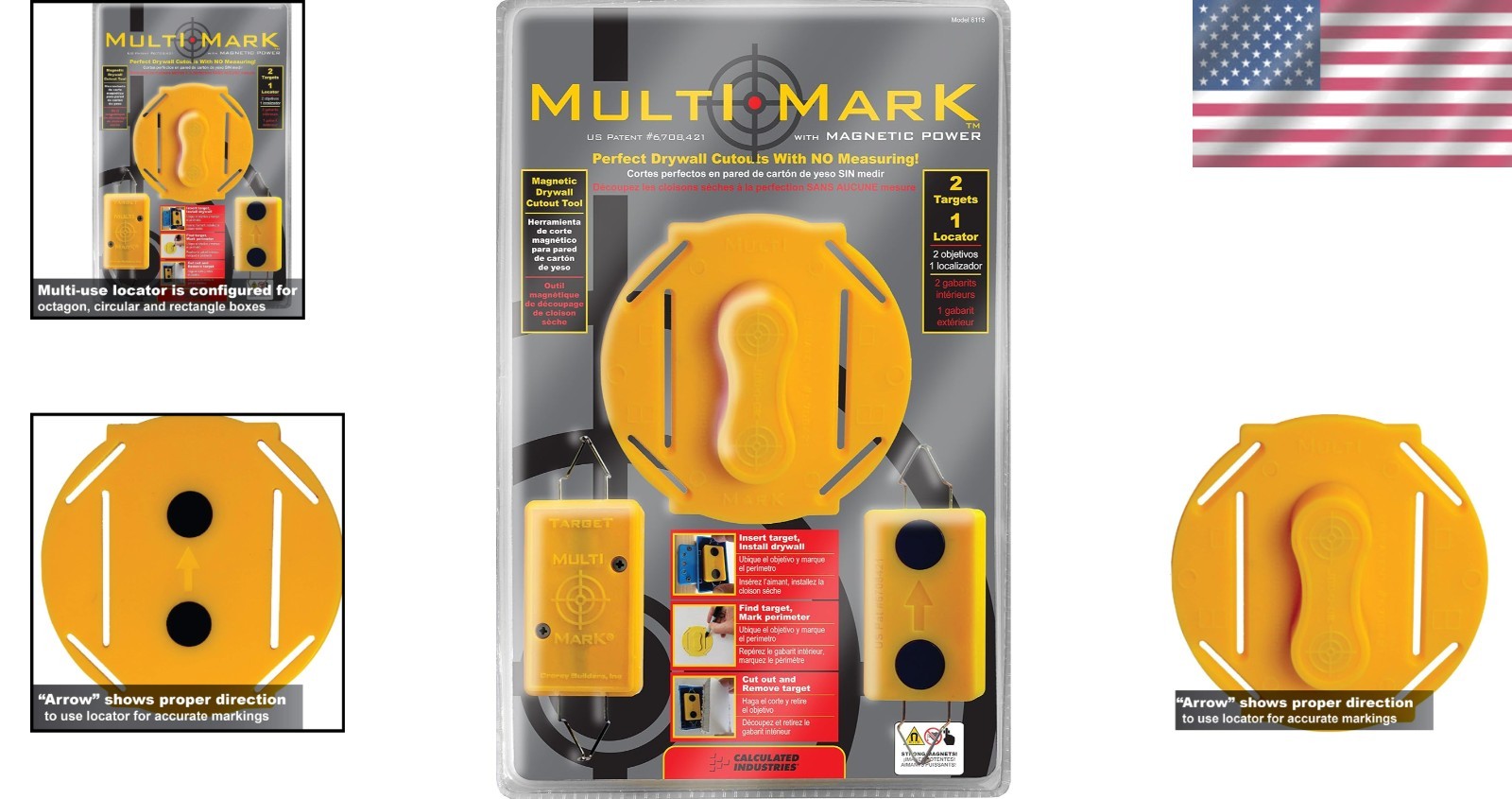Quick & Effortless Drywall Cutouts - Multi Mark Locator Tool with 2 Targets
