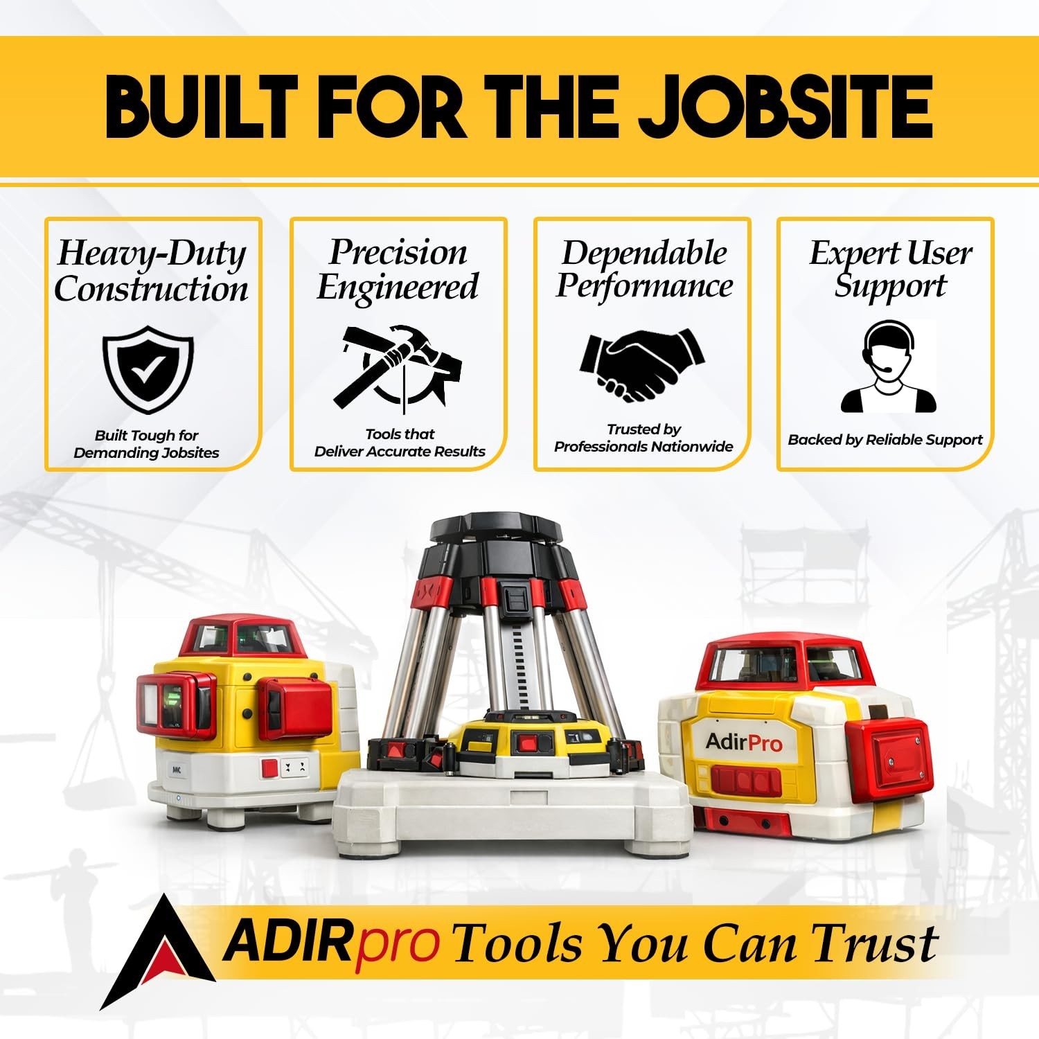 AdirPro 20 ft Fiberglass Telescoping Grade Rod | 5-Section Rectangular Leveli...