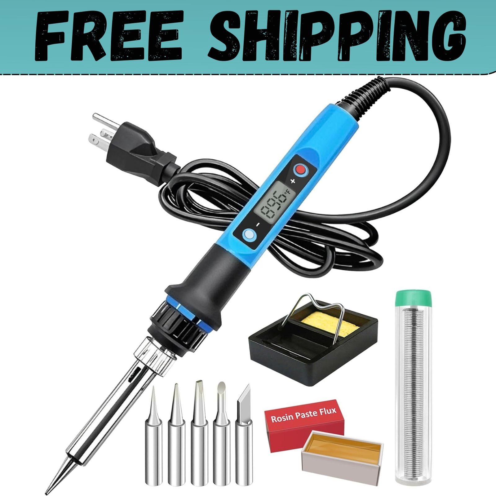 Cautin Para Soldar Estaño Electrico 110v Kit con Puntas Bomba de Desoldar 80W-US