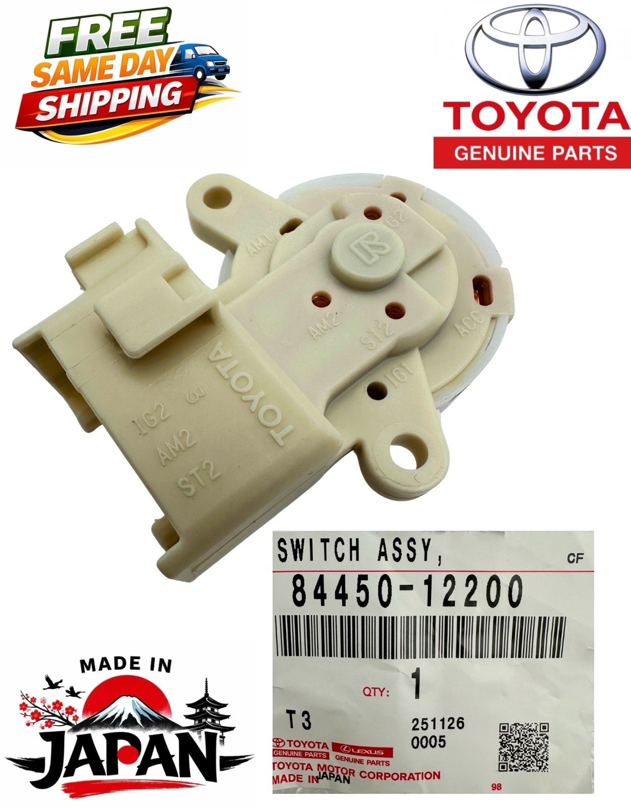 84450-12200 OEM GENUINE TOYOTA CAMRY SCION LEXUS IGNITION OR STARTER SWITCH ASSY