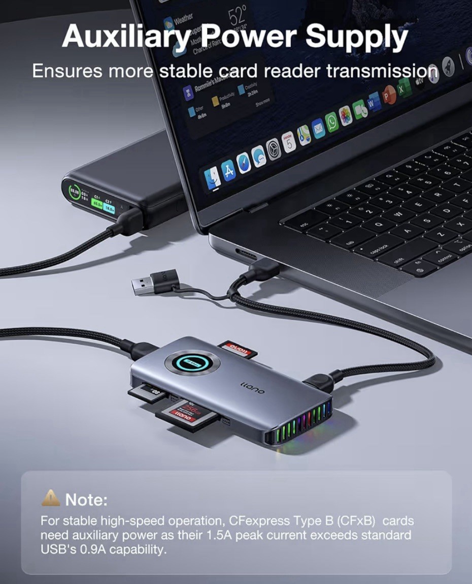 llano USB 3.2 Gen 2 (10Gbps) 4 in 1 Card Reader CFexpress Type A/B SD Micro SD