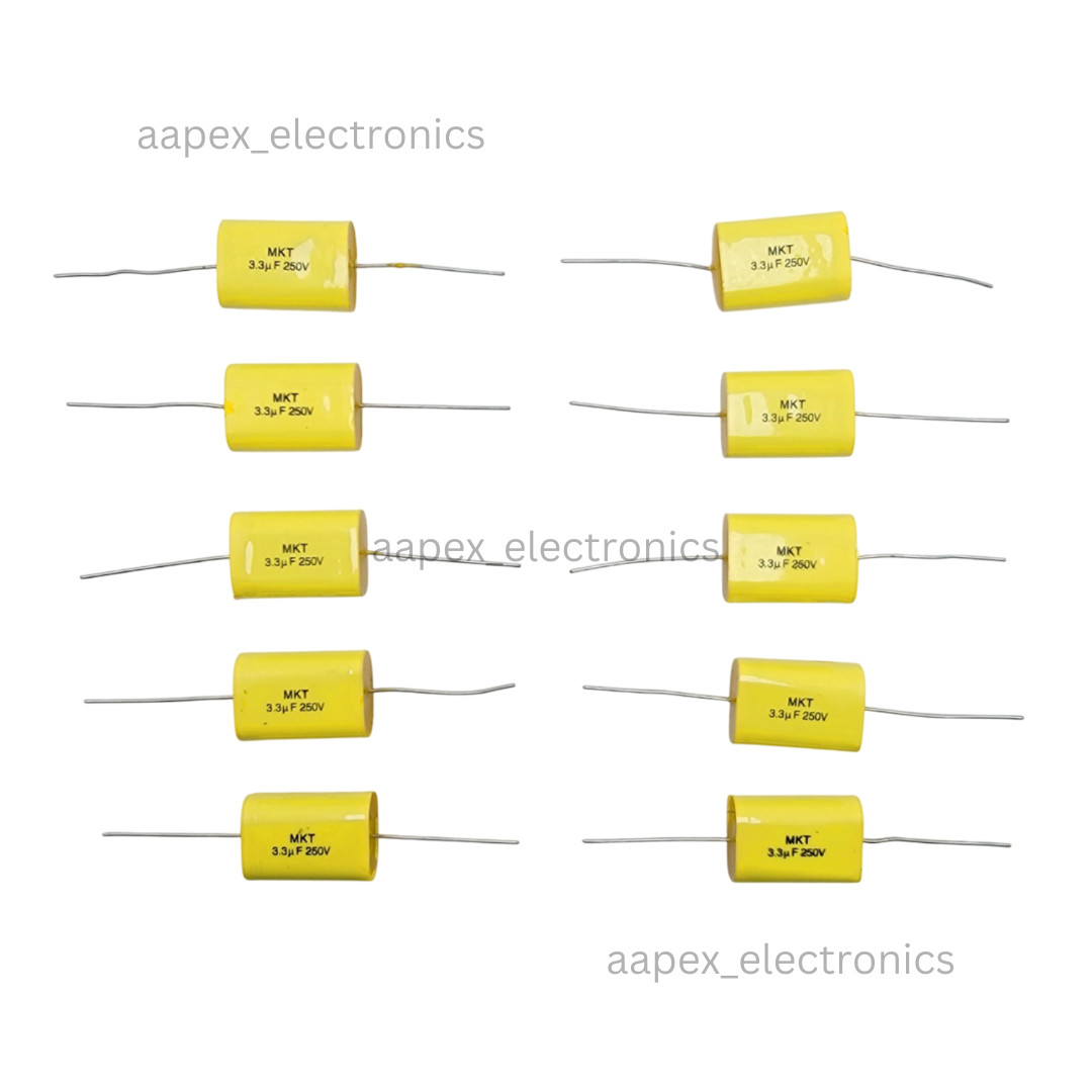 3.3 µF (3.3 uF) MKT Axial Film Capacitor 250V Speaker Crossover - 1/2/5/10 Pcs
