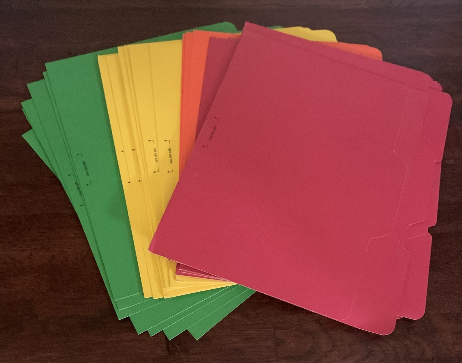 LOT OF 31 Find It 4 color paper File Folders in  green/yellow/orange/pink